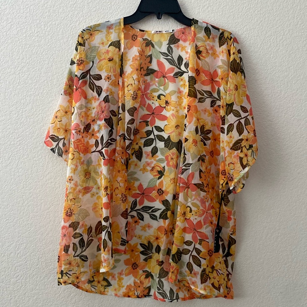 3rd and Malt floral sheer kimono